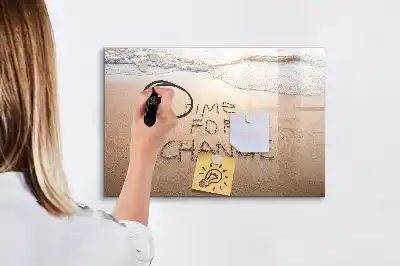 Magnetic marker board with beach quote design