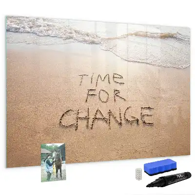 Magnetic marker board with beach quote design