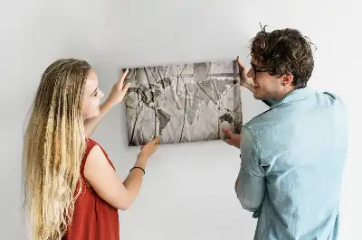 Magnetic glass dry erase board with world map pattern