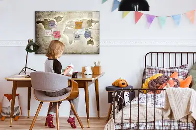Magnetic marker board world map design