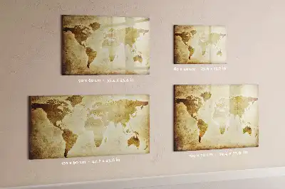 Magnetic glass dry erase board with an old world map design