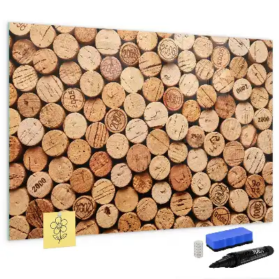 Magnetic glass dry erase board wooden wine corks