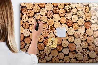 Magnetic glass dry erase board wooden wine corks