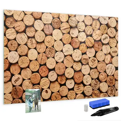 Magnetic glass dry erase board wooden wine corks