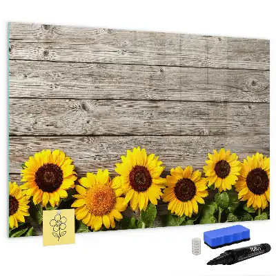 Magnetic marker board with sunflowers design