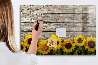 Magnetic marker board with sunflowers design