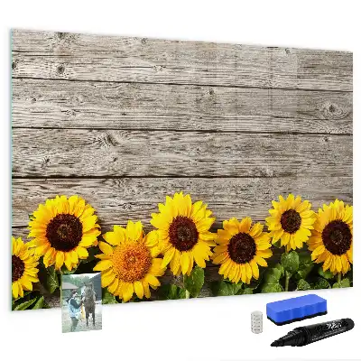 Magnetic marker board with sunflowers design