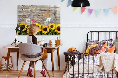 Magnetic marker board with sunflowers design