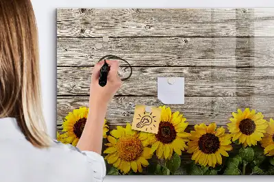 Magnetic marker board with sunflowers design