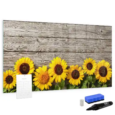 Magnetic marker board with sunflowers design