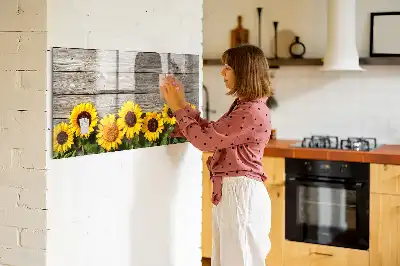 Magnetic marker board with sunflowers design