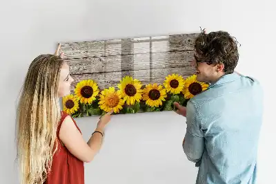 Magnetic marker board with sunflowers design