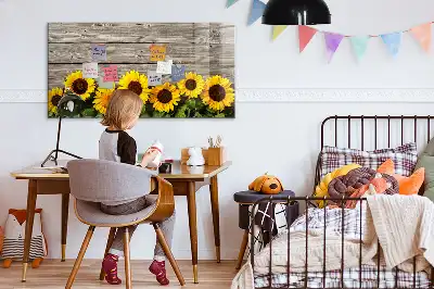 Magnetic marker board with sunflowers design