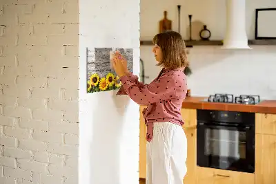 Magnetic marker board with sunflowers design