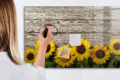 Magnetic marker board with sunflowers design