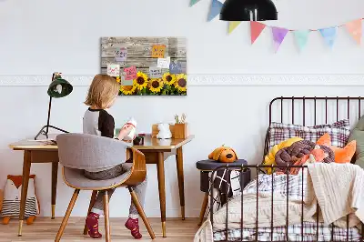 Magnetic marker board with sunflowers design