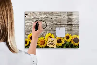 Magnetic marker board with sunflowers design