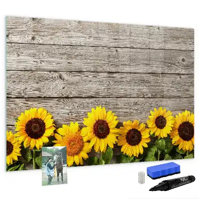 Magnetic marker board with sunflowers design