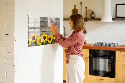 Magnetic marker board with sunflowers design
