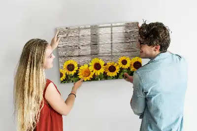 Magnetic marker board with sunflowers design