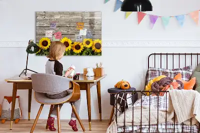 Magnetic marker board with sunflowers design