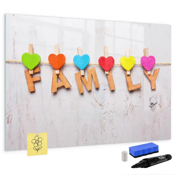 Magnetic glass dry erase board family text design