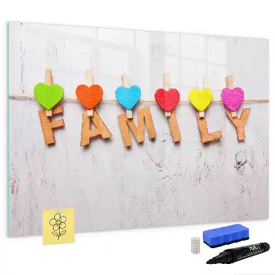 Magnetic glass dry erase board family text design