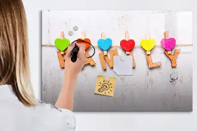 Magnetic glass dry erase board family text design