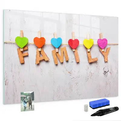 Magnetic glass dry erase board family text design