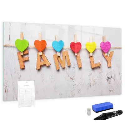 Magnetic glass dry erase board family text design