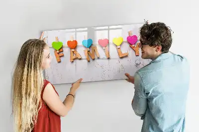 Magnetic glass dry erase board family text design