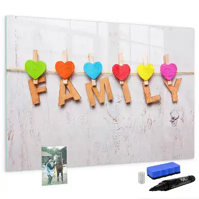 Magnetic glass dry erase board family text design