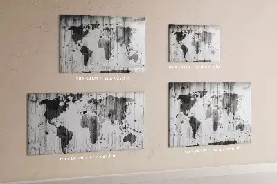 Magnetic marker board with a world map print on wood