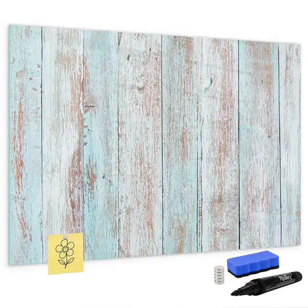 Magnetic glass dry erase board pastel wood finish