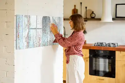 Magnetic glass dry erase board pastel wood finish