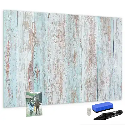 Magnetic glass dry erase board pastel wood finish