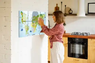 Magnetic world map board cultural design