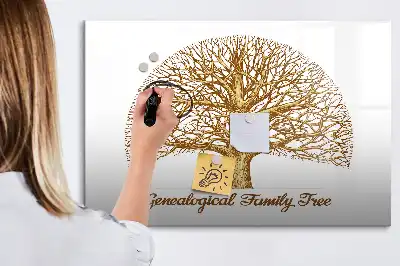 Magnetic glass dry erase board old family tree design