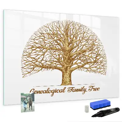 Magnetic glass dry erase board old family tree design