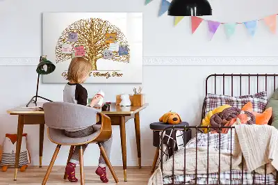 Magnetic glass dry erase board old family tree design