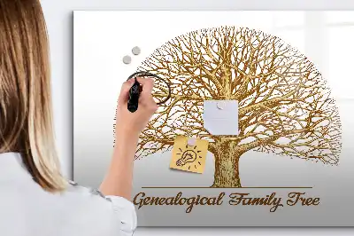Magnetic glass dry erase board old family tree design