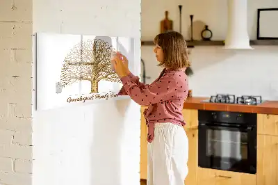 Magnetic glass dry erase board old family tree design