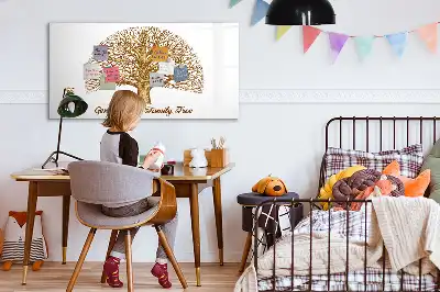 Magnetic glass dry erase board old family tree design