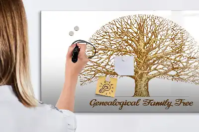 Magnetic glass dry erase board old family tree design