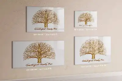 Magnetic glass dry erase board old family tree design