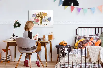 Magnetic glass dry erase board old family tree design