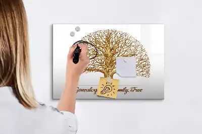 Magnetic glass dry erase board old family tree design