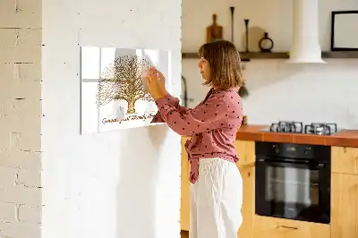 Magnetic glass dry erase board old family tree design
