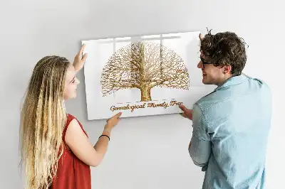 Magnetic glass dry erase board old family tree design