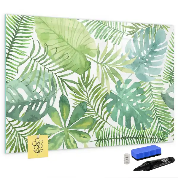 Magnetic marker board exotic leaves design